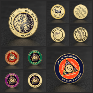 Brass Printed AA Sobriety Coins